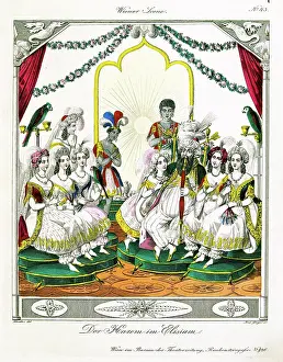 Harems: The Harem in Elysium'. Coloured copper engraving