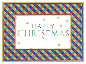 Scard: Harlequin Border with HAPPY CHRISTMAS