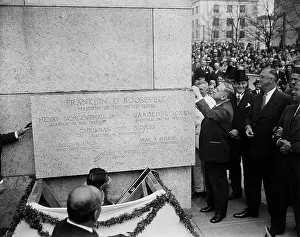 Cornerstone: Harold Ickes, Interior Secretary, lays cornerstone