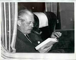 Swinton: Harold Macmillan on train, en route for Yorkshire holiday