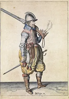 Tercios: Harquebusier (c. 1600). Etching