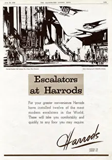 Modernisation: Harrods advertisement 1939 - new escalators installed