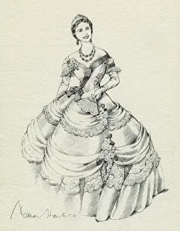 Ballgown: Hartnell dress for Queen Elizabeth, State Visit to Paris, 19