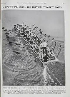 Oarsmen: Harvard 'Try-Out' Barge