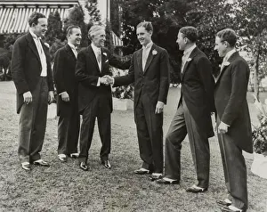 Industrialists: Harvey Firestone congratulating his youngest son