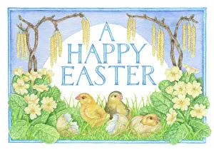 Catkins: Hatching chicks with primroses and catkins