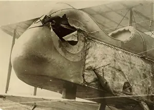 Struck: de Havilland DH2 after being struck by a shell