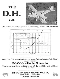 Workmanship: De Havilland DH34. Guaranteed Workmanship And Performance