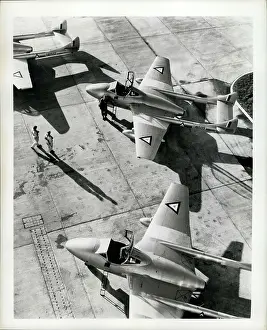 Undergo: De Havilland Vampire jet trainers viewed from above