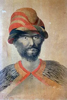 1751: Hawaiian native in ceremonial feathered attire;