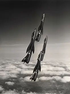 Rehearsing: Four Hawker Hunter 1s of 54 Squadron aerobatic team