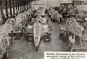 Brooklands: Hawker Hurricanes in the Hawker assembly shops at Brooklands