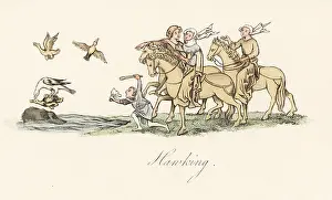 Hawking: Hawking scene, 14th century