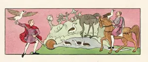 Strutt: Hawking scene, 9th century