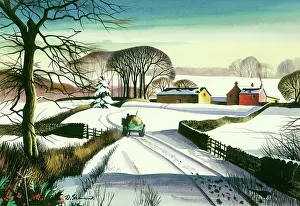 Waggon: Hay Cart going through Snow