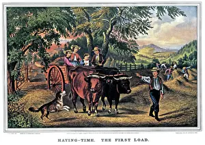 Haying: Haying Time the First Load - Currier and Ives Lithograph - 1