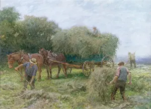 Haymaking: Haymaking ' horses and haycart etc