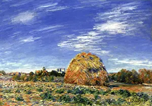Moret: Haystacks at Moret, by Alfred Sisley