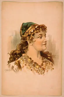 C1892: Head-and-shoulders image of blond woman, facing right, weari