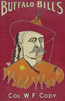 Showman: Head-and-shoulders portrait of Buffalo Bill, composed