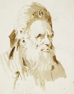 Tiepolo: Head of a bearded Man in a Fur Cap