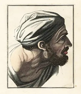 Old Master: Head of a bearded man in turban in profile