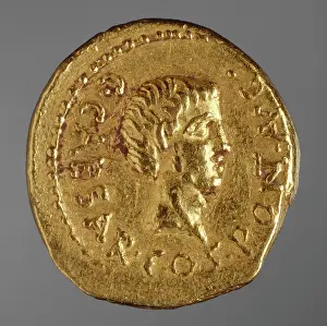 Aureus: Head of Emperor Augustus on a coin