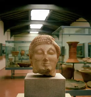 Kouros: Head of a kouros, housed