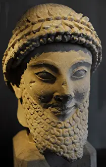 Bearded: Head of a male statue. Cyprus