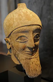 Bearded: Head of a male statue. Idalion, Cyprus