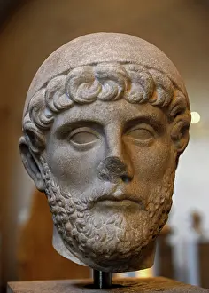Glyptothek: Head of a man with a Priest's cap. About 120 AD