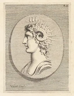 Iconografia: Head of Mark Antony with ram's horns and sun rays