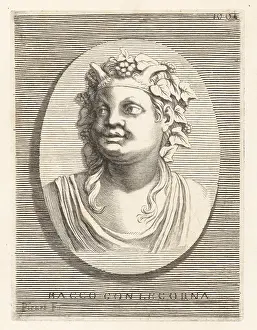 Iconografia: Head of Roman god Bacchus with horns