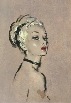 Disdainful: Head and shoulders of a blonde woman by David Wright