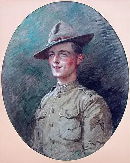 L Illustration: Head and shoulders oval portrait of an American Sergeant