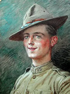 L Illustration: Head and shoulders oval portrait of an American Sergeant