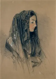 Mantilla: Head of a Spanish Girl in a Mantilla