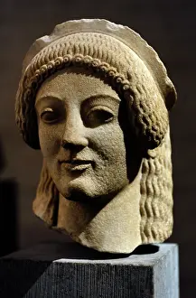 Heracles: Head of an sphinx. East Pediment's Group of the Temple of Ae