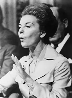 Bloodless: Head of State, Isabel Peron speaks at a trade union