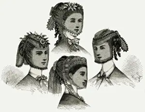 Ringlets: Headdresses with mesh veils 1869