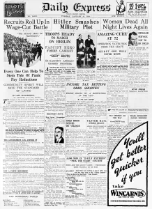 Nomination: Headline of the nomination of Hitler as Reich Chancellor in