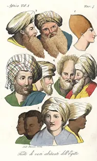 Copts: Heads of various natives of Egypt, in turbans and beards