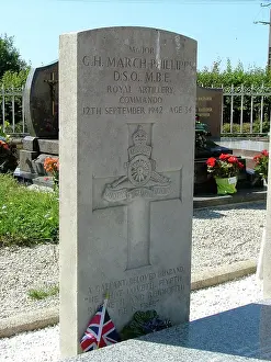 Headstone Major Gus March-Phillips, St Laurent sur Mer
