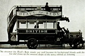 Omnibus: Heal's for Beds advertisement on the side of a bus