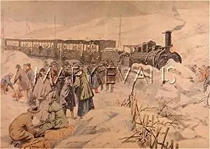Cevennes: Heavy snow stops train in the Cevennes, 1906