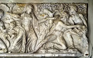 Triple: Hecate and Giants. Roman relief, after school