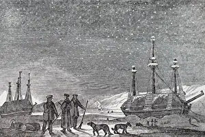 Quarters: The Hecla and Griper in winter quarters, Parry's