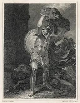 Hurls: Hector throwing a boulder