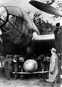 Hung: Heinkel He 111 with supply bombs, 1945