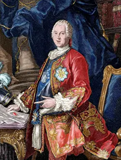 Lithuanian: Heinrich, count von Bruhl (1700-1763). Colored engraving